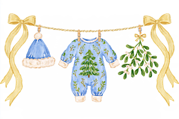 Whimsical Christmas Baby Clothesline Illustration