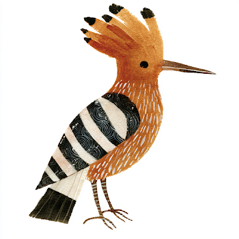 Whimsical Scandinavian Hoopoe Illustration