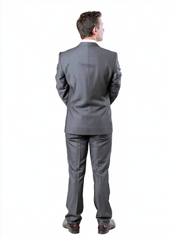 Young Businessman in Charcoal Suit - Rear View