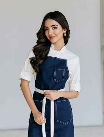 Young Female Chef Portrait in Modern Culinary Attire