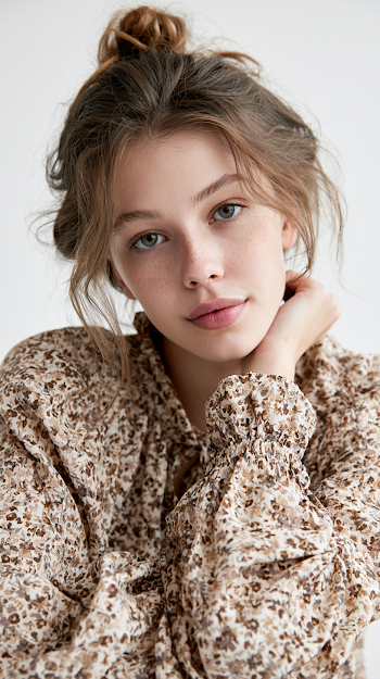 Young Female Fashion Model Portrait in Studio