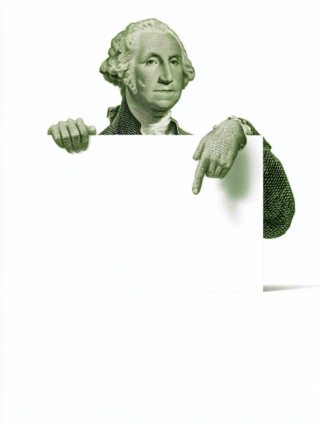 18th Century American Statesman Portrait with Blank Sign