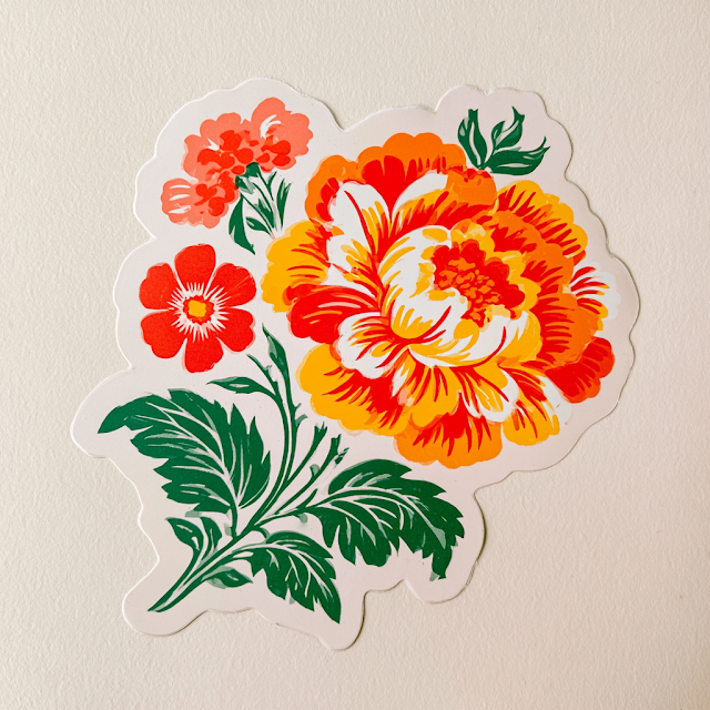 1970s Floral Sticker Clip Art