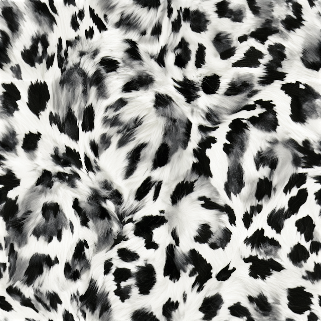Abstract Black and White Animal Print Faux Fur Fabric