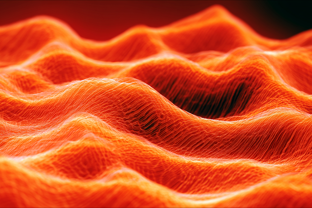 Abstract Glowing Landscape of Wave-Like Dunes