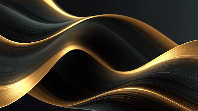 Abstract Luxury Black and Gold Flowing Wave Background