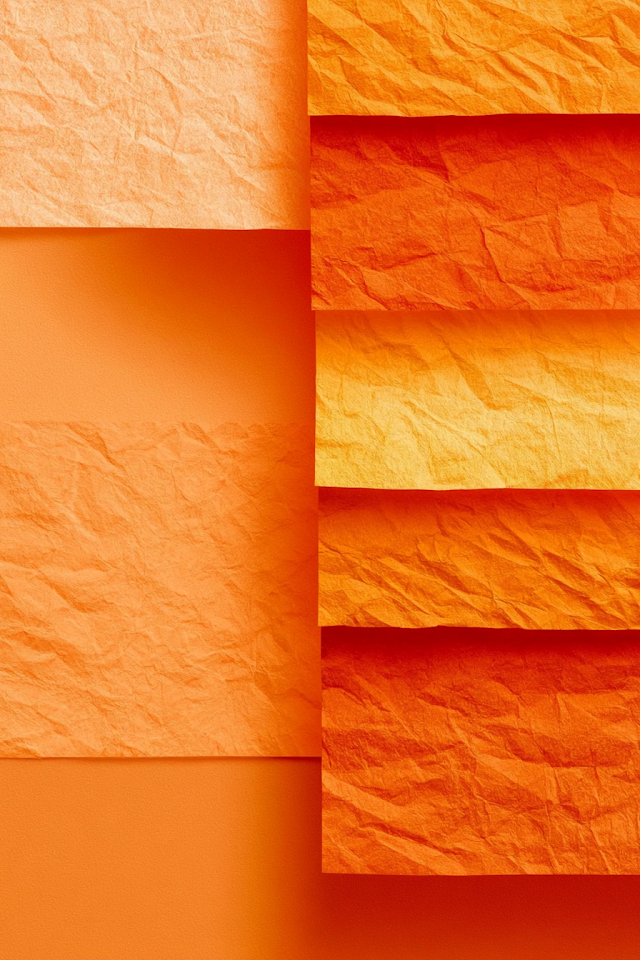 Abstract Minimalist Composition of Crumpled Orange Paper