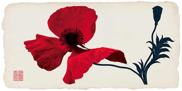 Abstract Red Poppy Flower Illustration