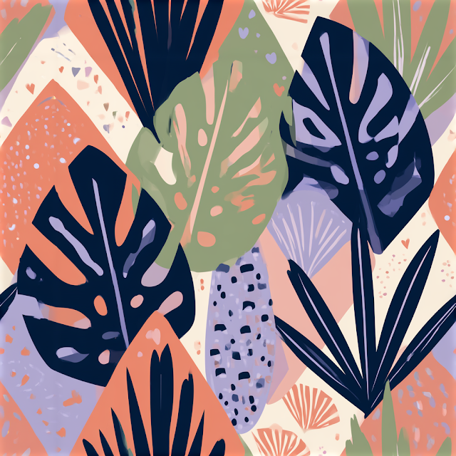 Abstract Tropical Botanical Pattern