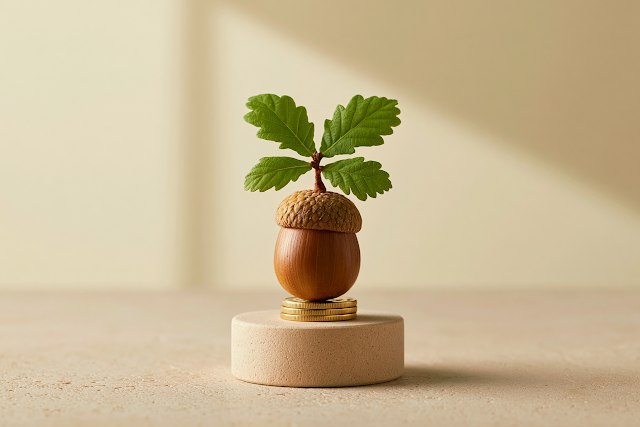 Acorn and Oak Sprout on Gold Coins