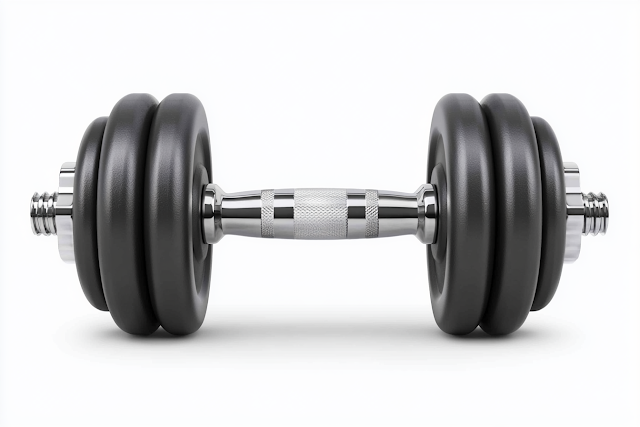 Adjustable Dumbbell with Chrome Bar and Black Weight Plates