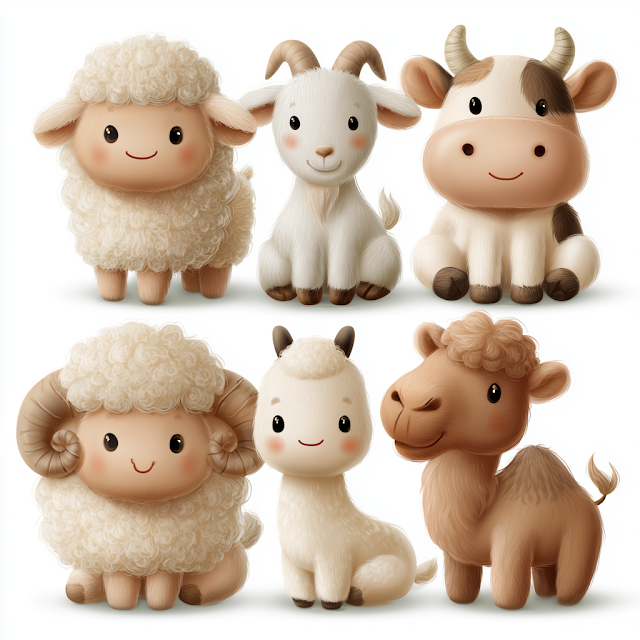 Adorable Qurban Animals Vector Illustration