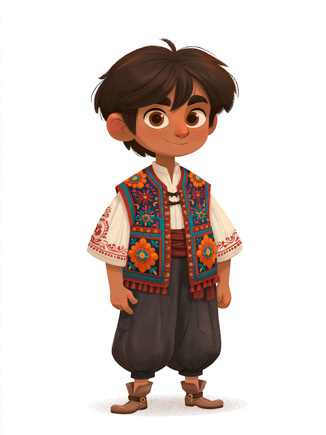 Adventurous Turkish Boy in Colorful Attire