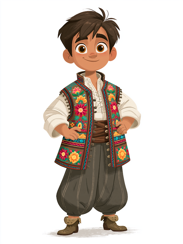 Adventurous Turkish Boy in Colorful Costume
