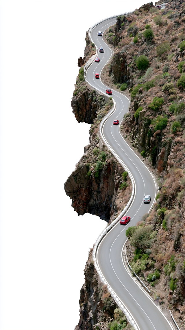 Aerial View of Winding Mountain Road
