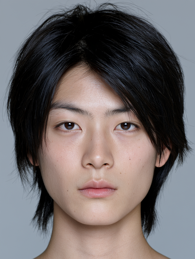 Androgynous Young Man with 90s Japanese Hairstyle