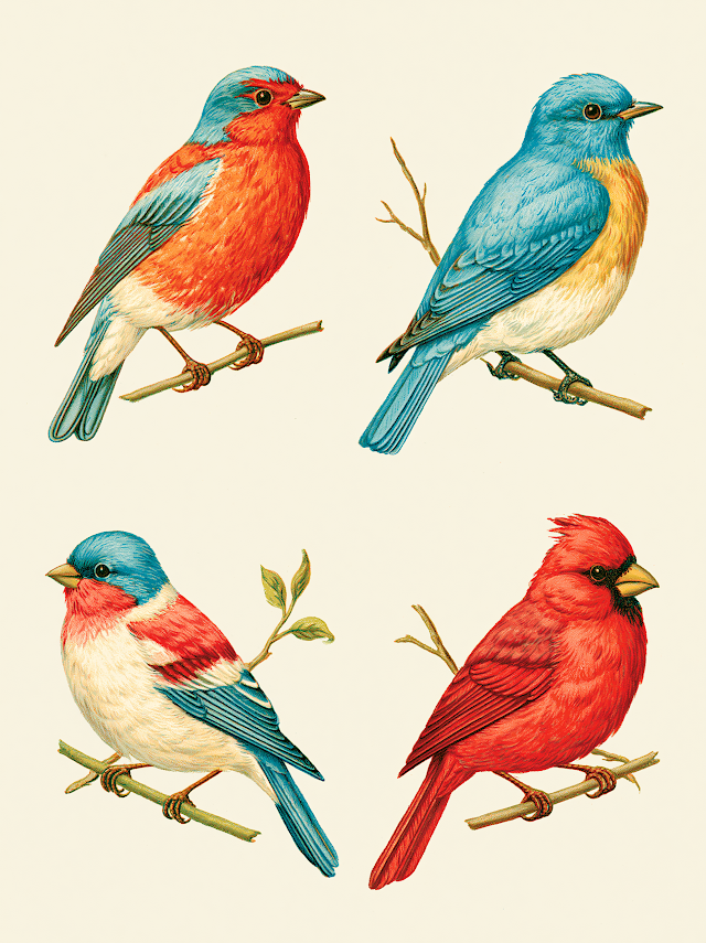 Antique Victorian Birds Specimen Sheet