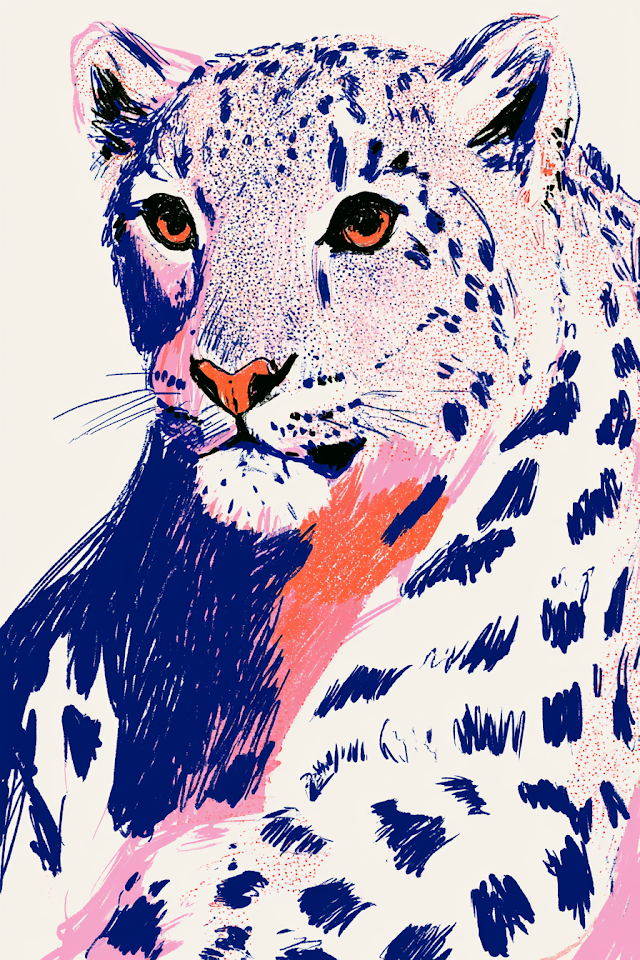 Artistic Representation of a Snow Leopard