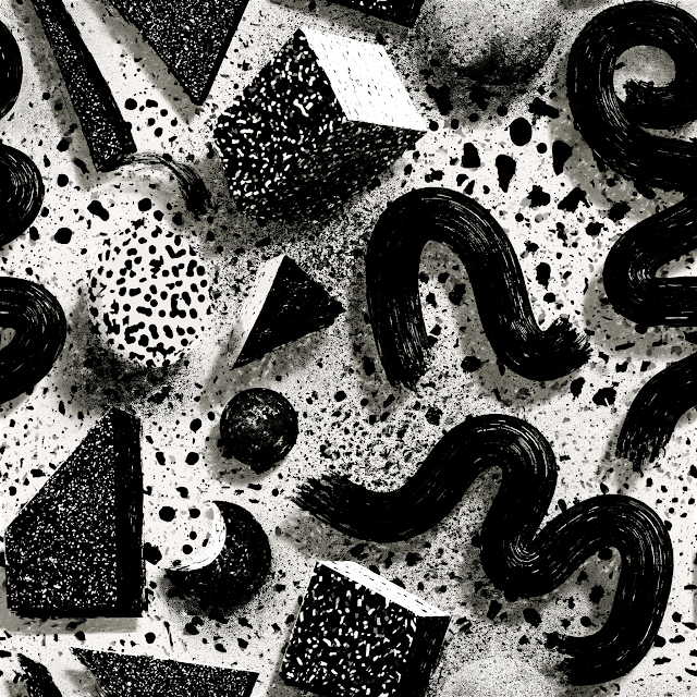 Black and White Memphis Style Abstract Pattern