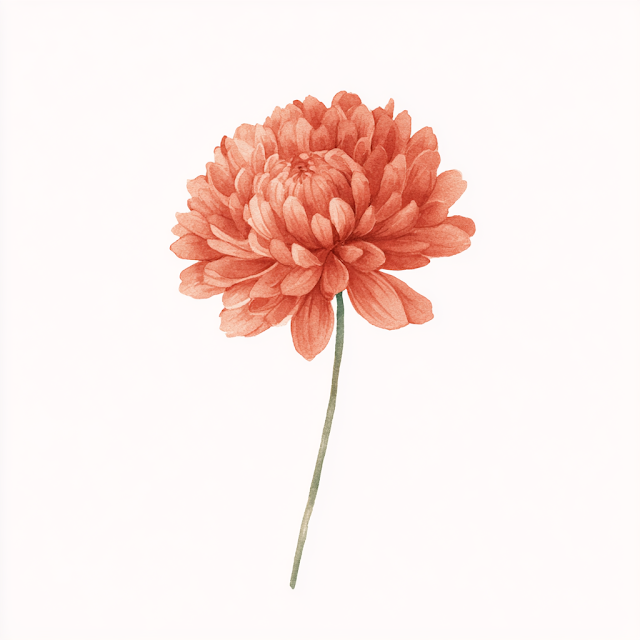 Blooming Chrysanthemum Watercolor Illustration