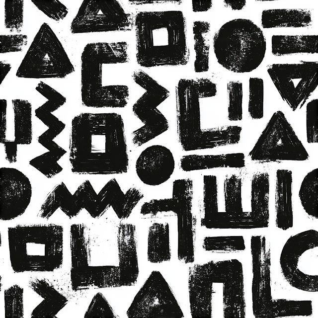 Bold Abstract Black Brushstroke Pattern