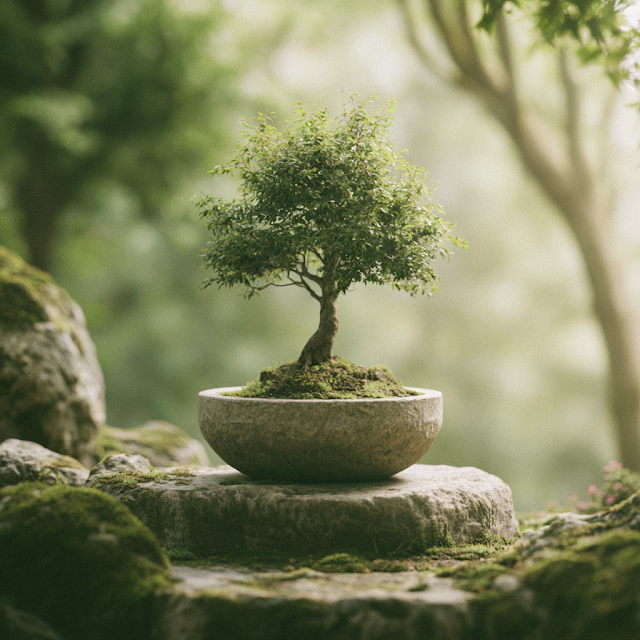Bonsai Tree in Tranquil Natural Setting