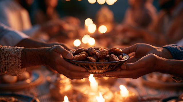 Candlelit Iftar: Sharing Dates in Family Togetherness