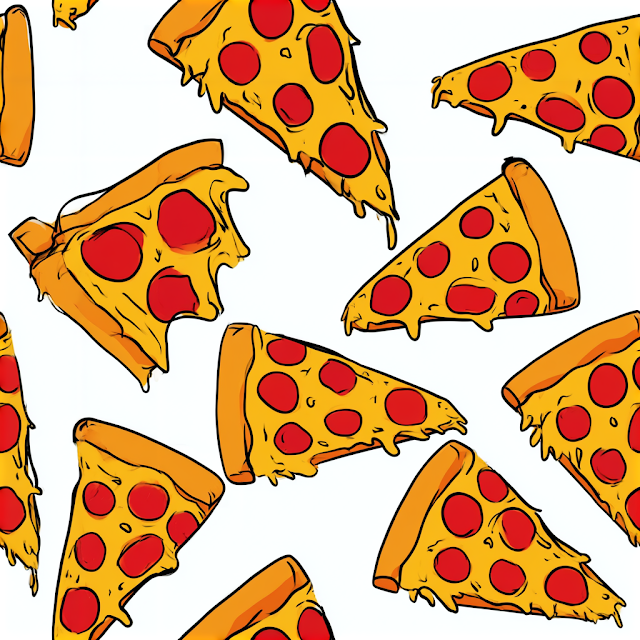 Cartoon Pepperoni Pizza Slice Pattern