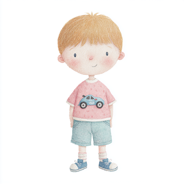Chalk Illustration of a Boy with Race Car T-Shirt