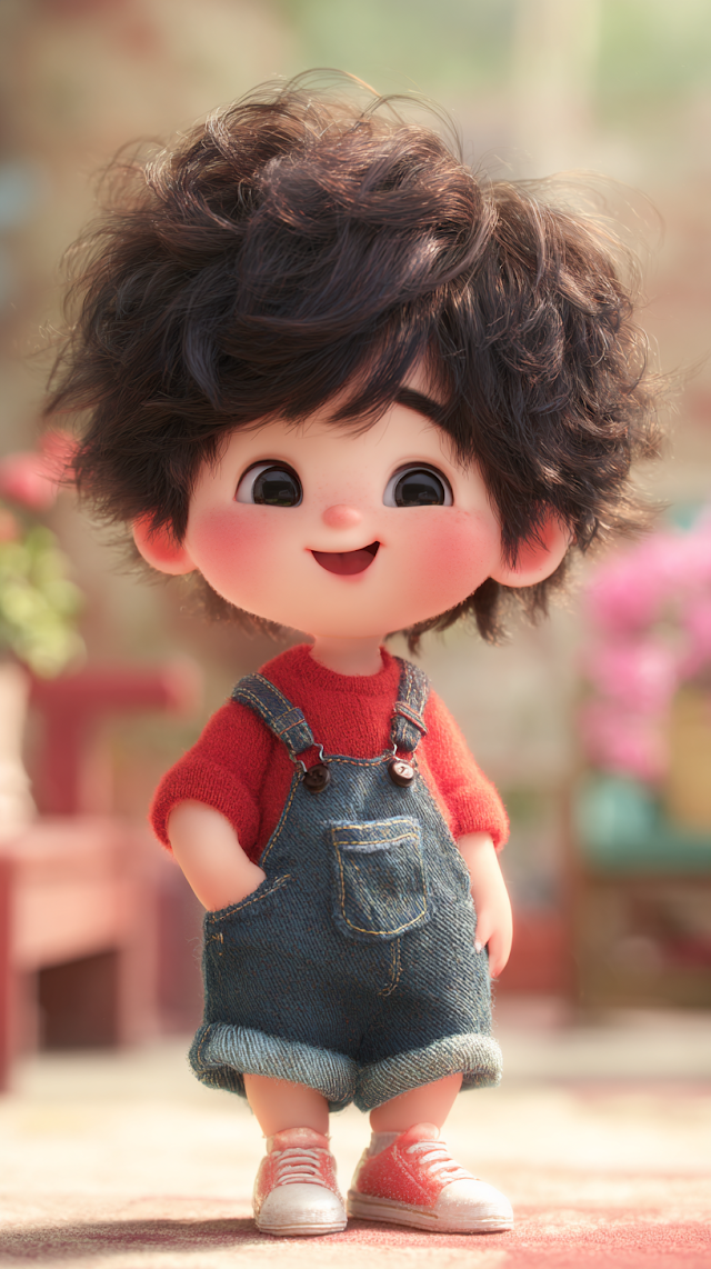 Charming Chibi Boy Character in Whimsical Style