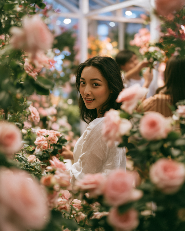 Charming Encounter in a Floral Boutique Cafe