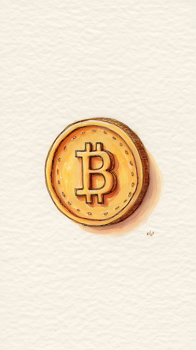 Charming Hand-Drawn Bitcoin Coin Illustration
