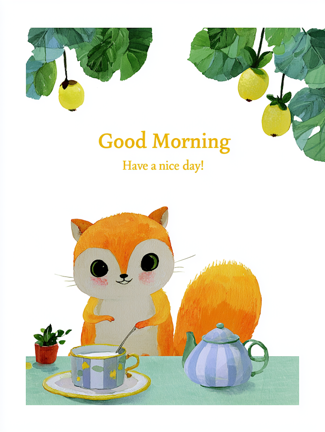 Charming Morning Greeting with Cute Fox