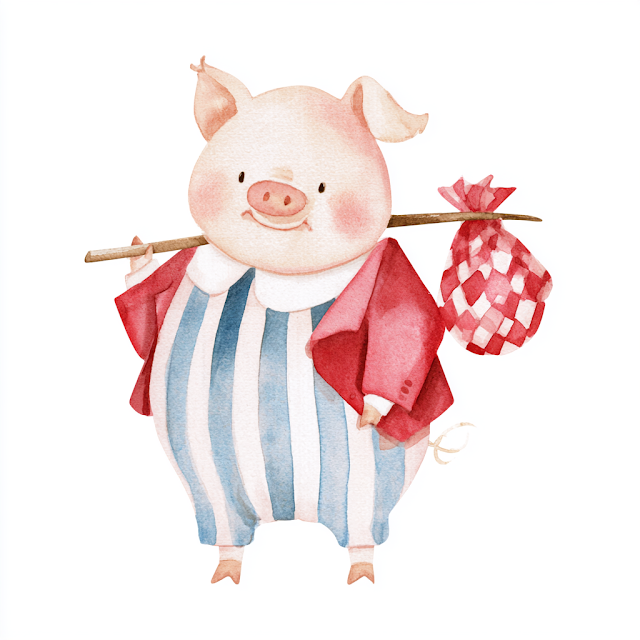 Charming Piglet in Edwardian Attire