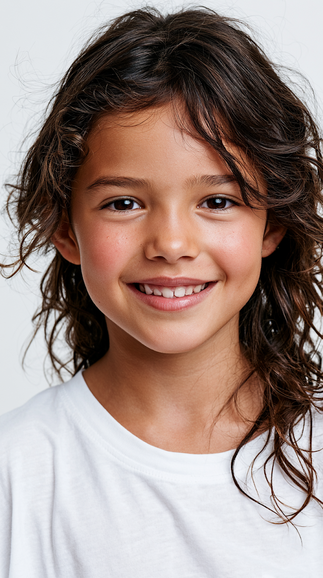 Cheerful 10-Year-Old Girl Portrait