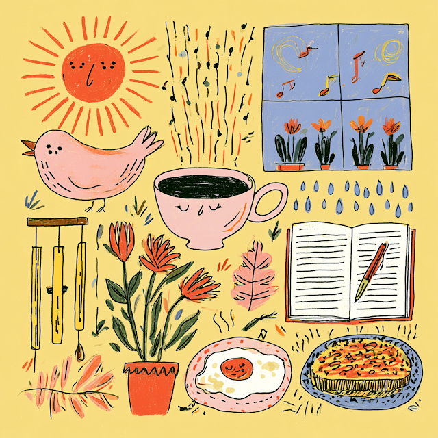 Cheerful Morning Scene with Coffee and Nature
