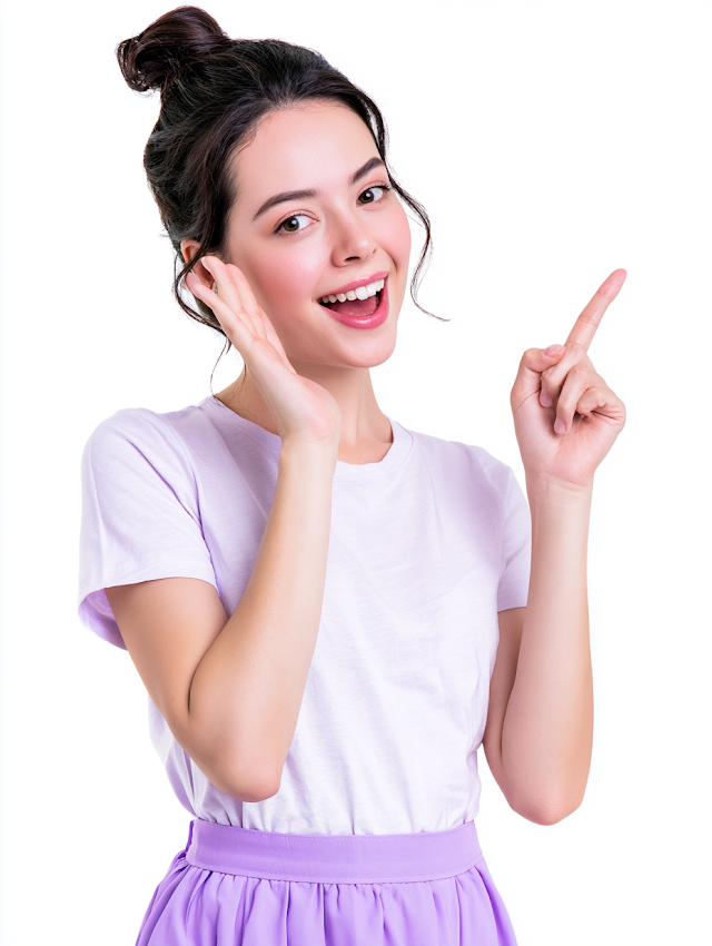 Cheerful Young Woman in Pastel Fashion