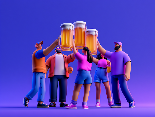 Cheers with Beer: 3D Stylized Celebration