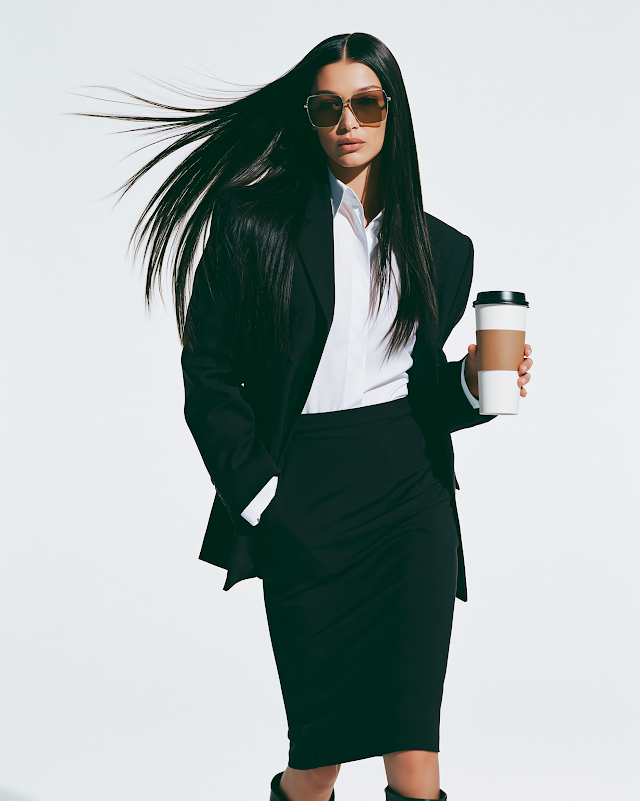 Chic Fashion Model in Minimalist Style