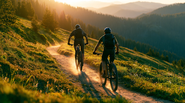 Cinematic Mountain Biking Adventure at Golden Hour