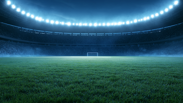 Cinematic Night View of a Modern Soccer Stadium