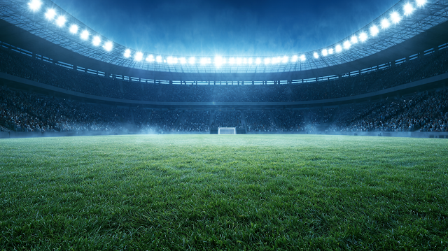 Cinematic Night View of an Empty Soccer Stadium