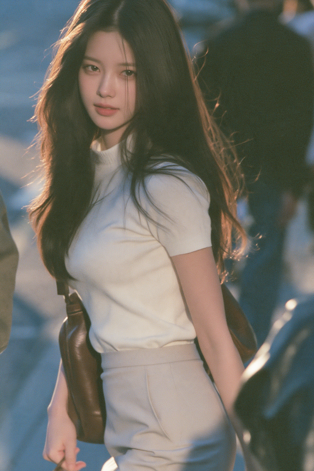 Cinematic Street Portrait of a Young Korean Woman