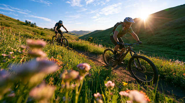 Cinematic Summer Cycling Adventure in Lush Green Hills