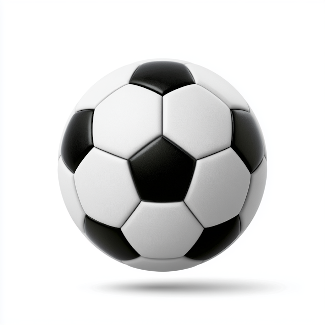 Classic Black and White Soccer Ball on White Background
