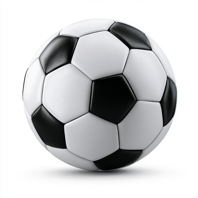 Classic Black and White Soccer Ball on White Background
