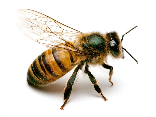Close-up of a Honeybee on White Background