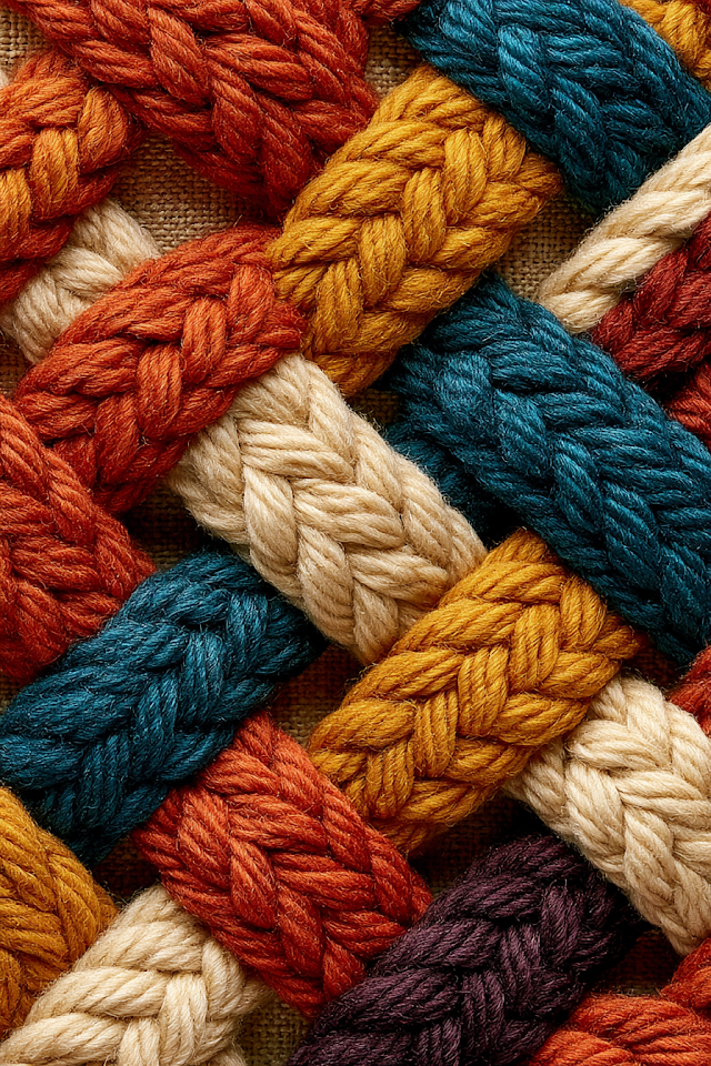 Close-Up of Colorful Woven Yarn Cords