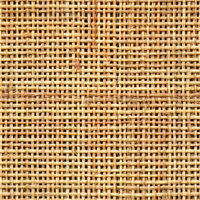 Close-Up of Natural Woven Rattan Cane Webbing Texture