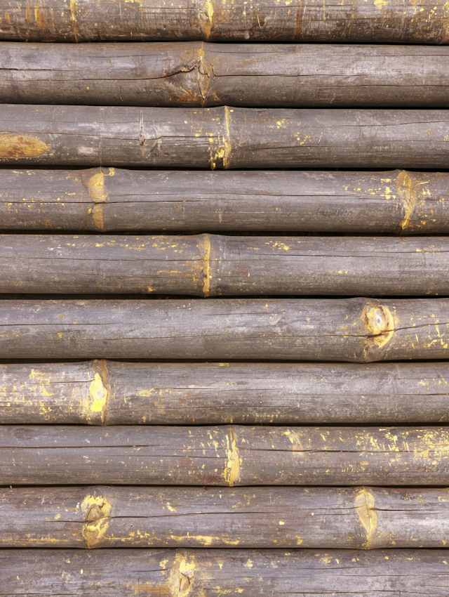 Close-Up of Rustic Bamboo Wall